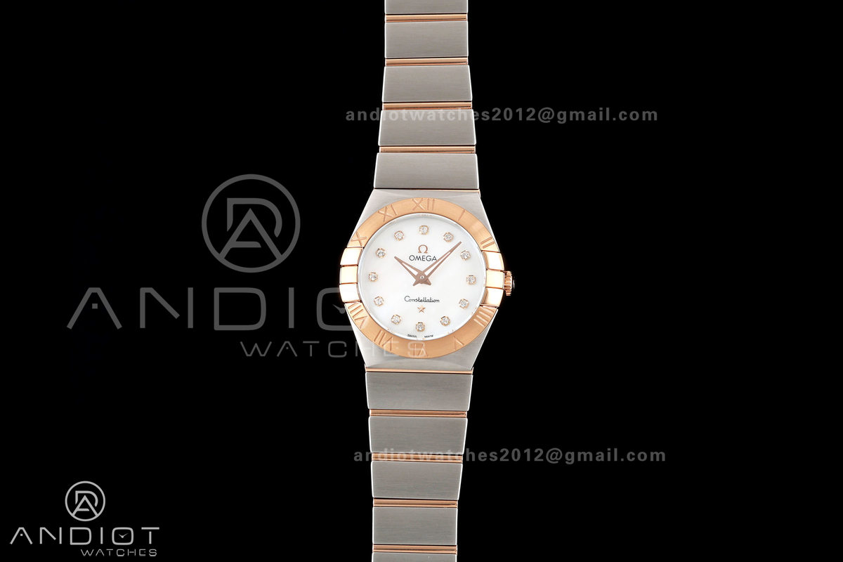 Constellation 28mm SS/RG 8848F 1:1 Best Edition White MOP Dial on SS/RG Bracelet ETA Quartz